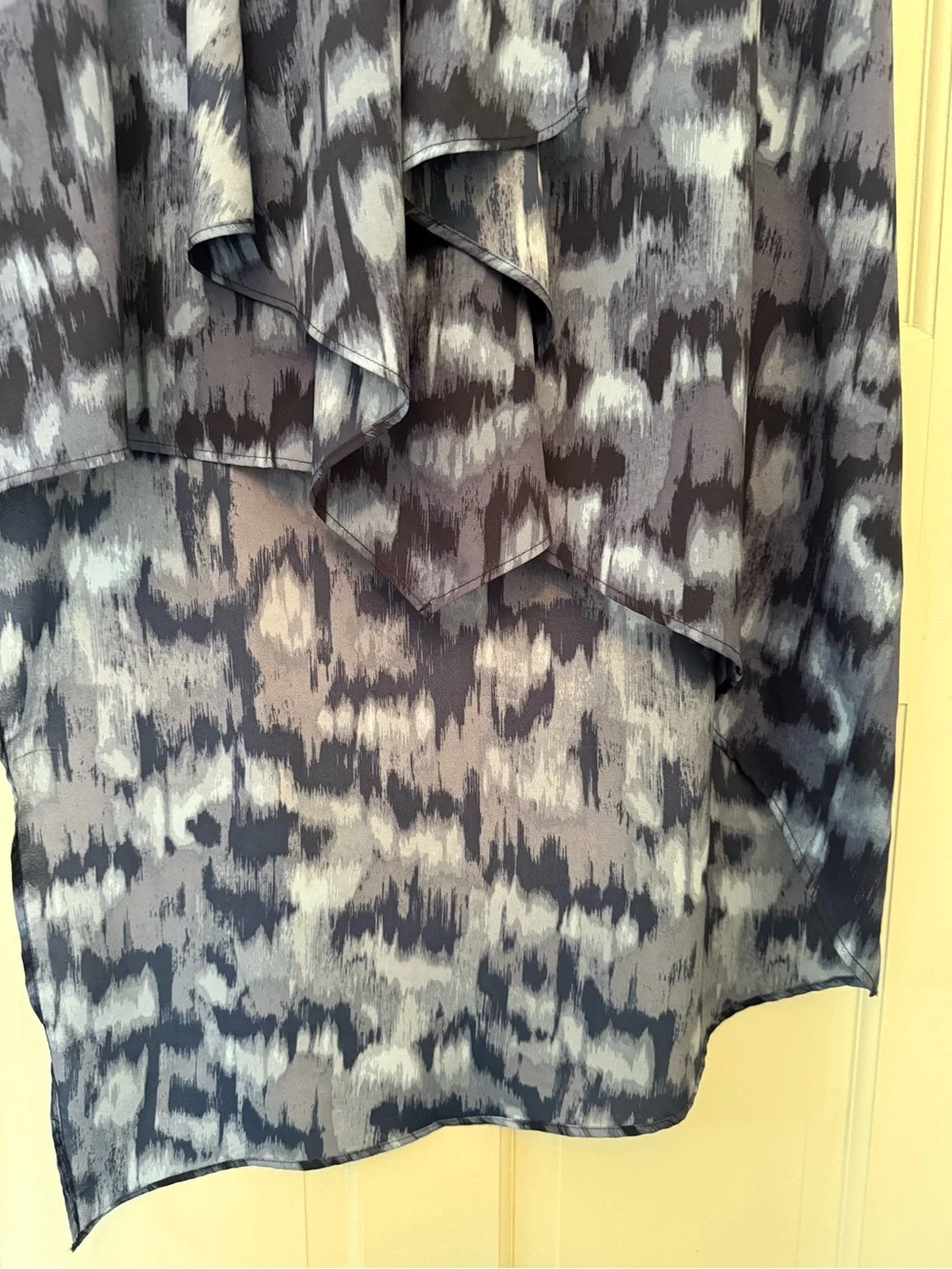 BCBGMAXAZRIA Blue Watercolor High Low Sleeveless Chiffon Dress Size L